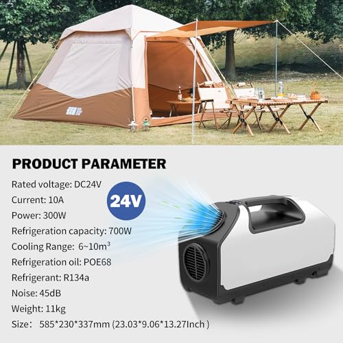 Aspligo DC 24v Tent Air Conditioner Portable Air conditioner Cooling AC Unit for Outdoor Camping Tent Van RV Camper Motorhome Truck Trailer SUV Car New energy