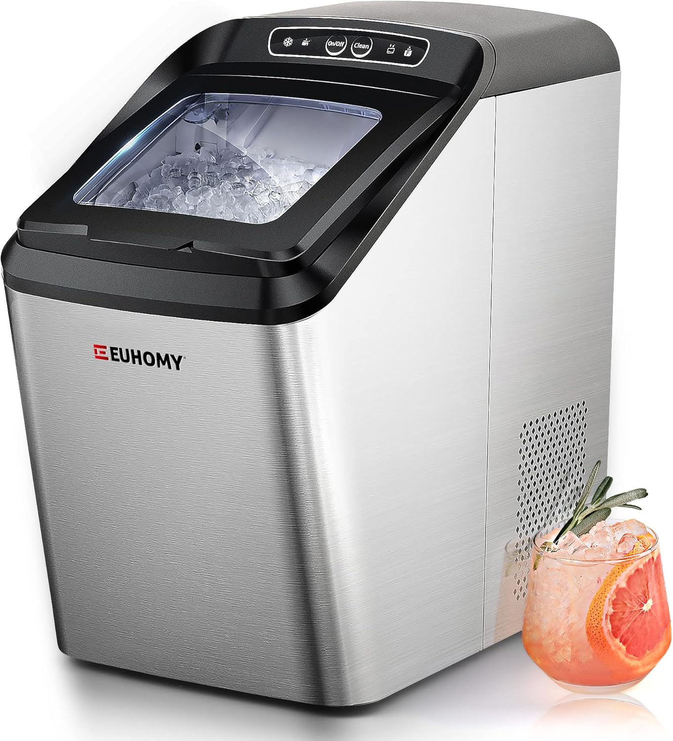 Euhomy Nugget Ice Maker Countertop, Ice Maker 26-30lbs/Day, Self-Cleaning & Auto Water Refill Pellet ice Maker, Sonic Ice Maker for Home/Kitchen/Office(Sliver) & OXO Good Grips Flexible Scoop