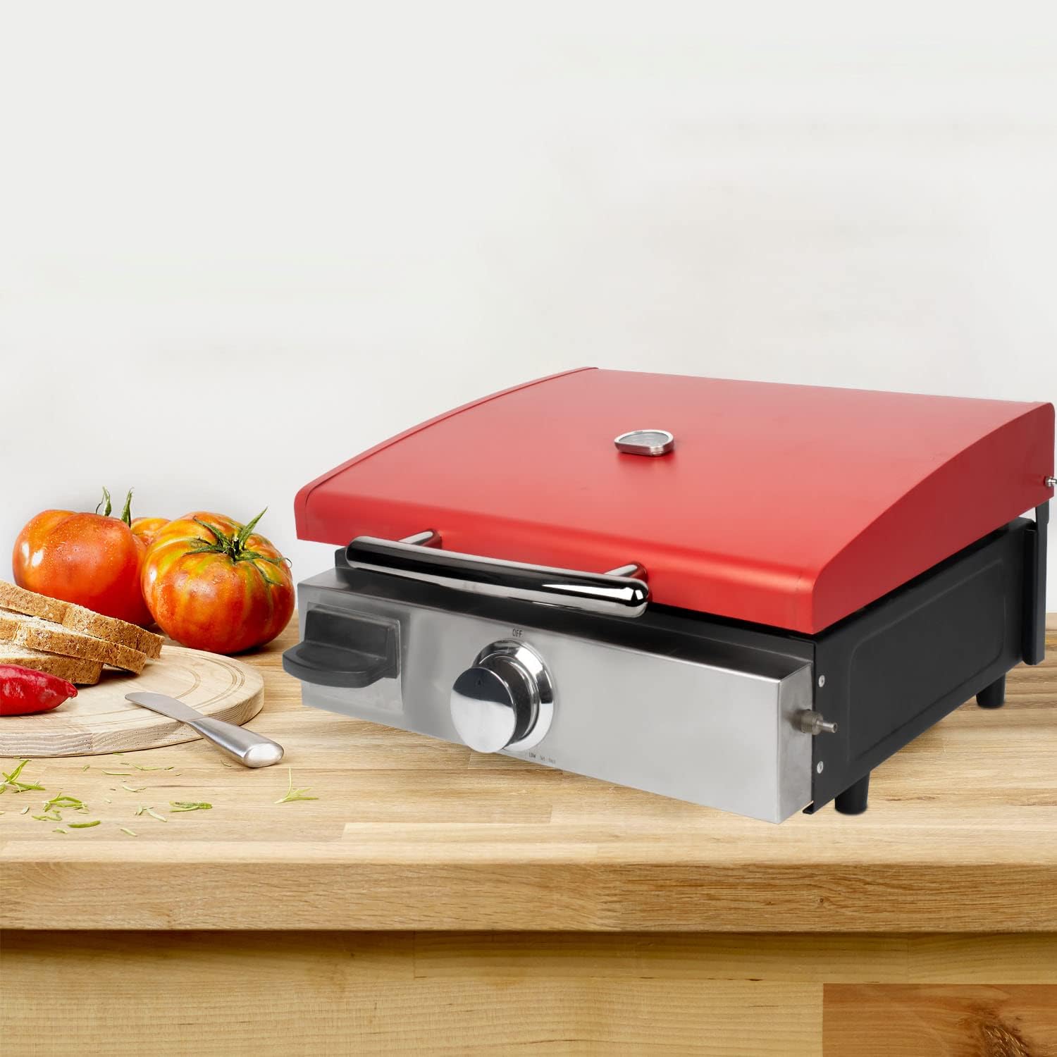 Hard Cover Hood with Temperature Gauge for Blackstone 17 inch Table Top Griddle, 5010, Red Pack of 2