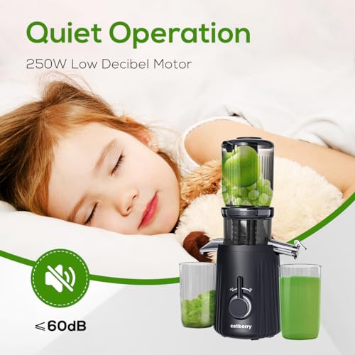 Cold Press Juicer,celiberry Slow Masticating Juicer Machines with 4.1"Large Feed Chute Fit Whole Vegetable and Fruit,Easy Clean Self Feeding Juice Extractor,Quiet Motor Juicer Machine