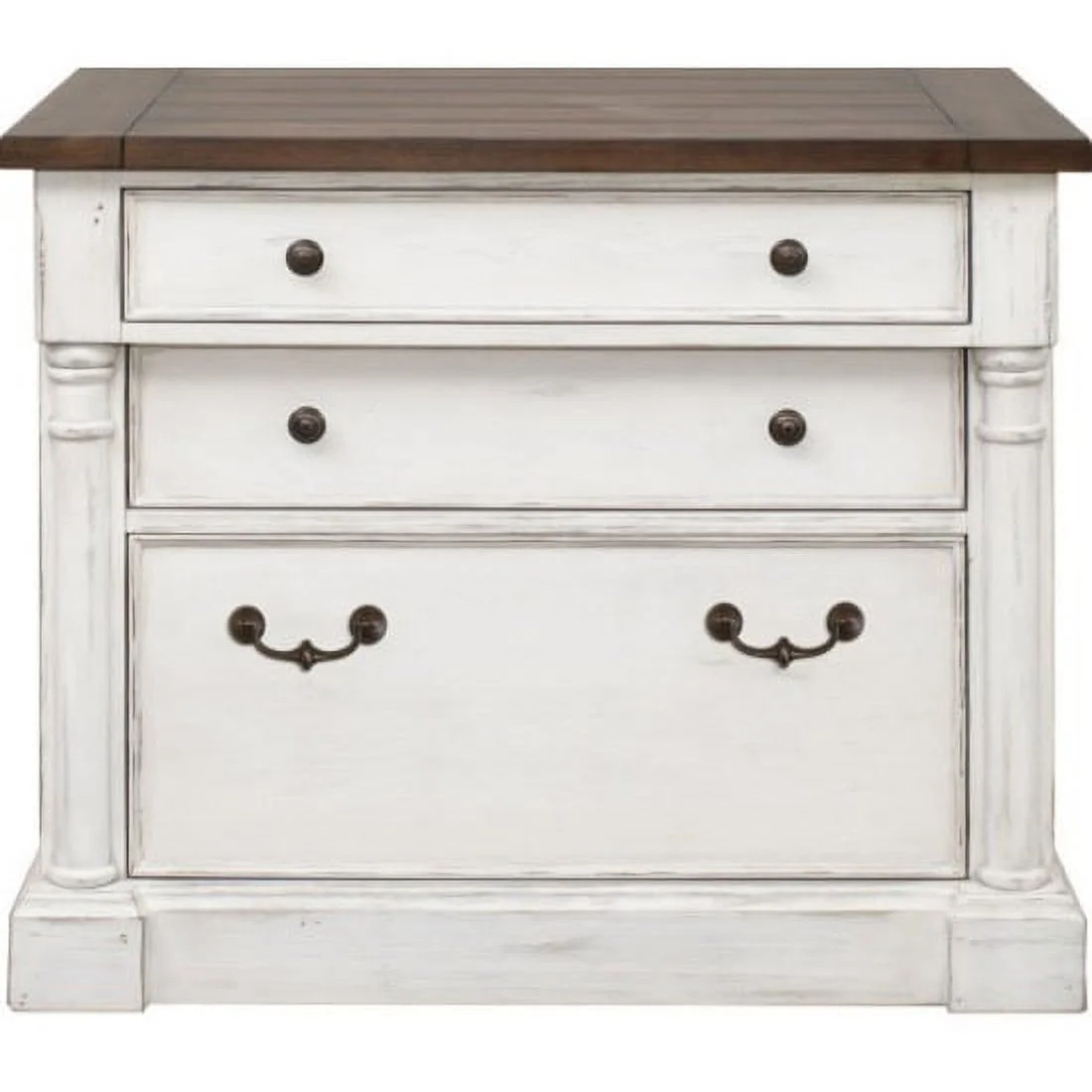 Martin Furniture Durham 3 Rustic Wood Locking Legal/Letter File Drawer White