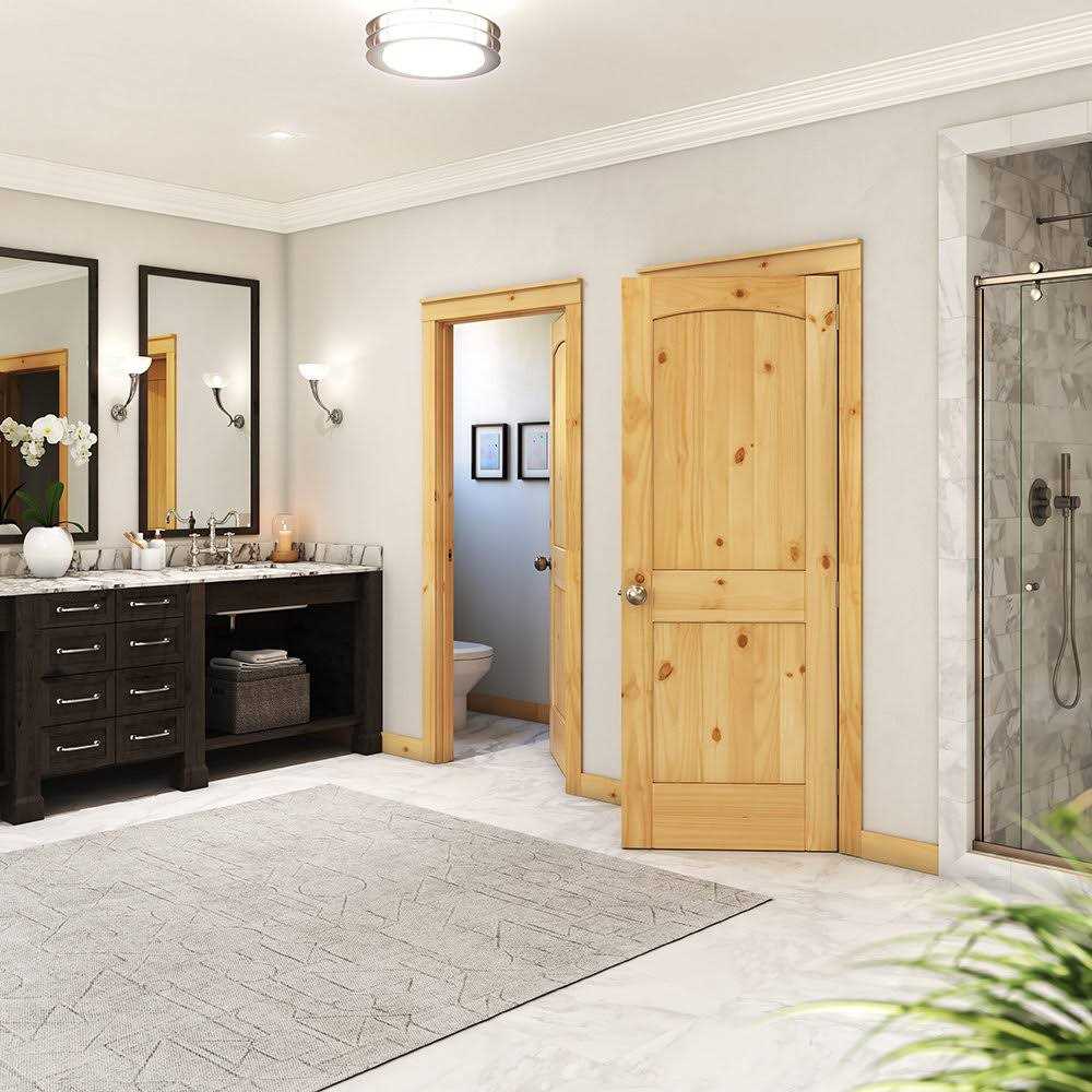 EightDoors 80 x 2 Panel V-Grooved Arch Top Knotty Pine Unfinished Solid Wood Core Door - Shop Hardware Tools Online Store