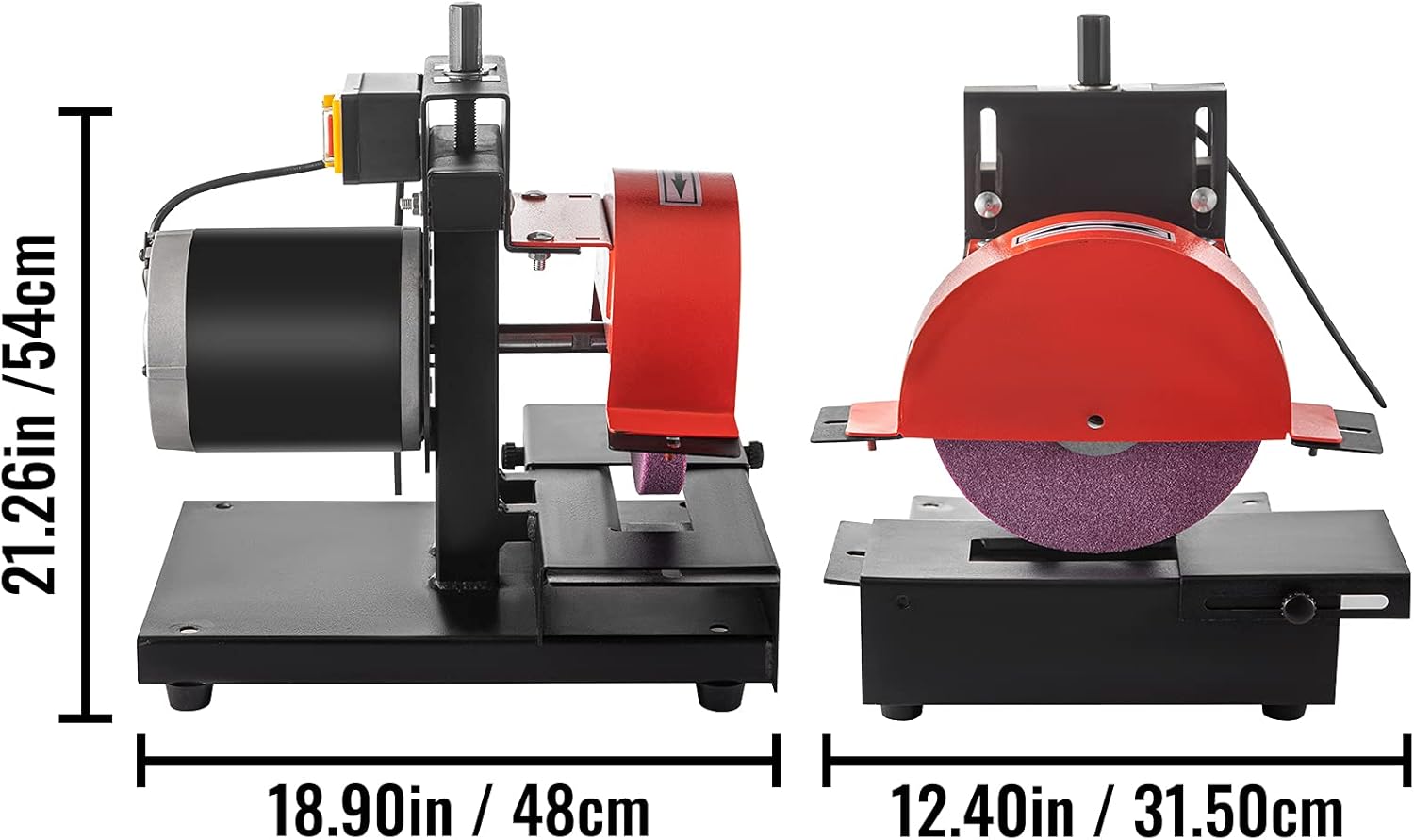 VEVOR Blade Grinder 1/2 HP Lawn Mower Blade Grinder 1700 RPM Variable Speed Bench Grinder 8" Diameter Grinding Plate Power Bench Grinders with Pure Copper Motor for Blade or Tool Grinding in Garden