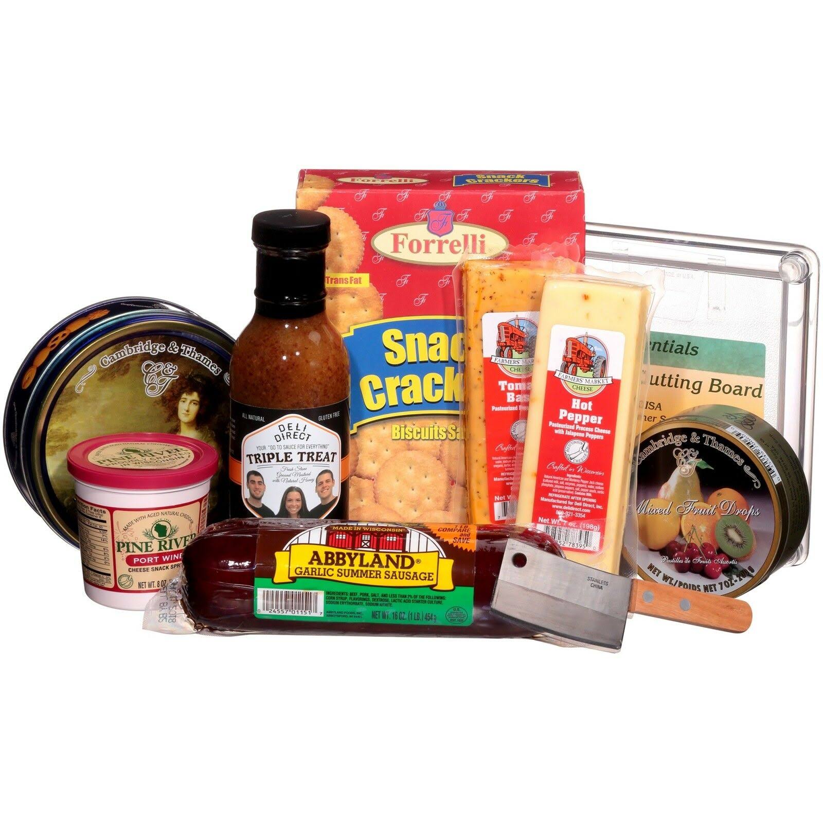 Deli Direct Wisconsin Cheese u0026 Sausage Medium Gift Basket 9 PC Basket