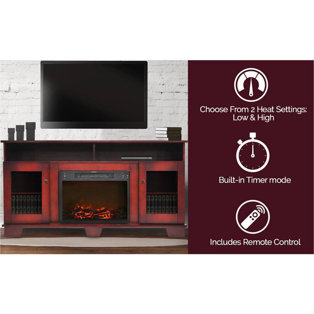 Cambridge Savona Mantel with Electronic Insert, Cherry Fireplace