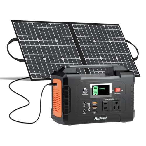 200W Portable Power Station, FlashFish 40800mAh Solar Generator With 110V AC Outlet/2 DC Ports/3 USB Ports, Backup Battery Pack Power Supply for CPAP Outdoor Adventure Load Trip Camping Emergency