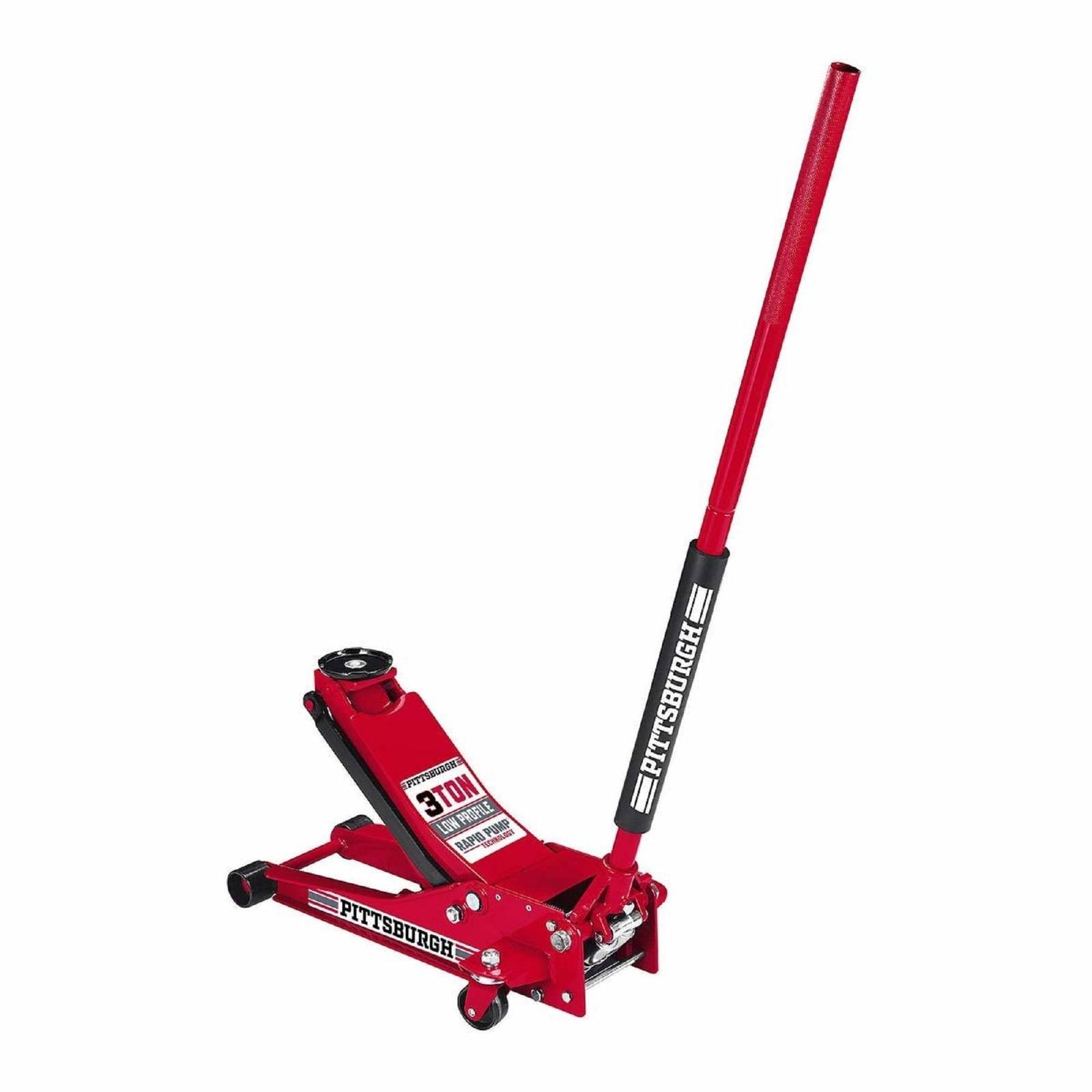 Pittsburgh Automotive 3 Ton Heavy Duty Ultra Low Profile Steel Floor Jack with Rapid Pump Quick Lift