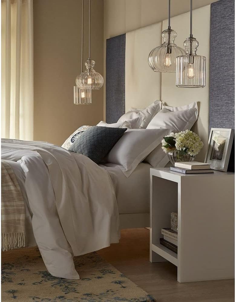 Kichler Riviera 13.75" 1 Light Pendant with Clear Ribbed Glass in Brushed Nickel