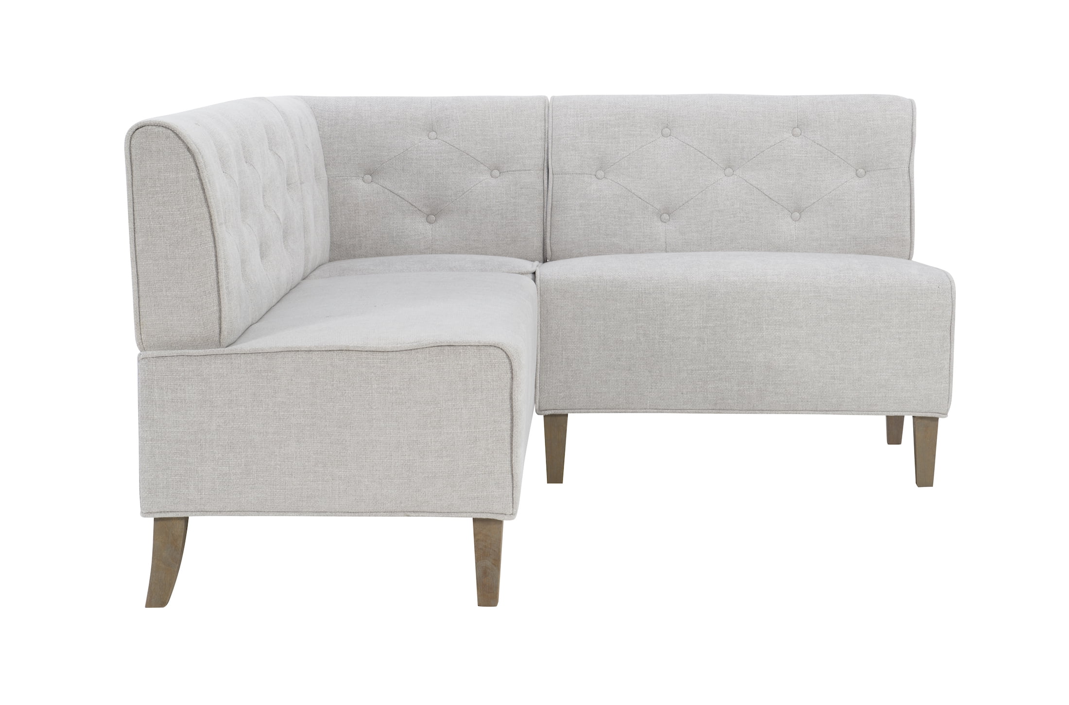 Augusta Upholstered Corner Dining Breakfast Nook, Seats 5, Natural with Light Gray Fabric