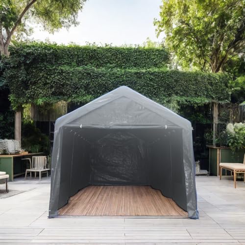 CarPorts 10x20 Heavy Duty Portable Carport Canopy with Sidewalls, Outdoor Large Garage Storage Shed Waterproof Tents for Vehicles Car Truck Boat SUV Shelter, Grey