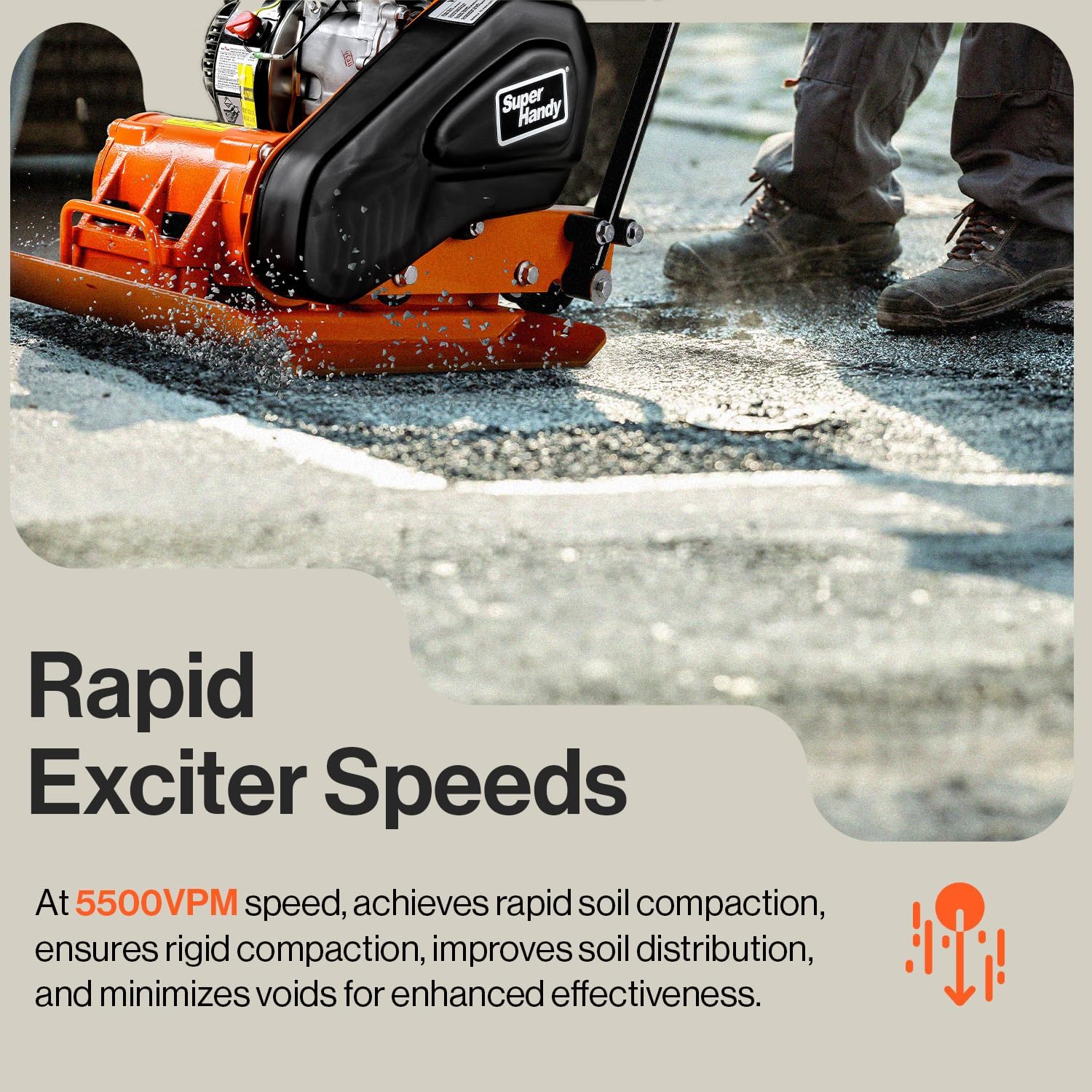 SuperHandy Plate Compactor Rammer 7 HP Gas Engine 4200-Pounds of Compaction Force Rammer Jumping Jack Tamper 20 × 15 Inch Plate for Paving Landscapes Sidewalks Patios EPA/CARB Compliant