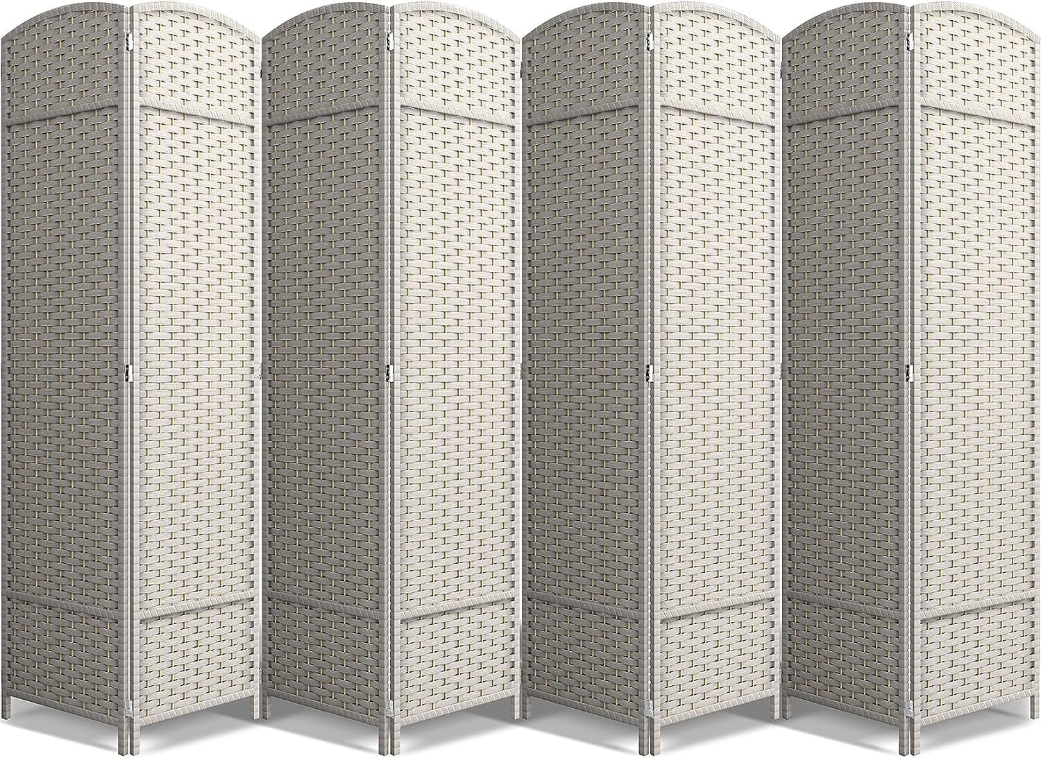 Room Divider Privacy Screen, 6 ft. Tall Extra Wide Foldable Panel Partition Wall Divider, Double Hinged Room and Folding Privacy Screens Beige