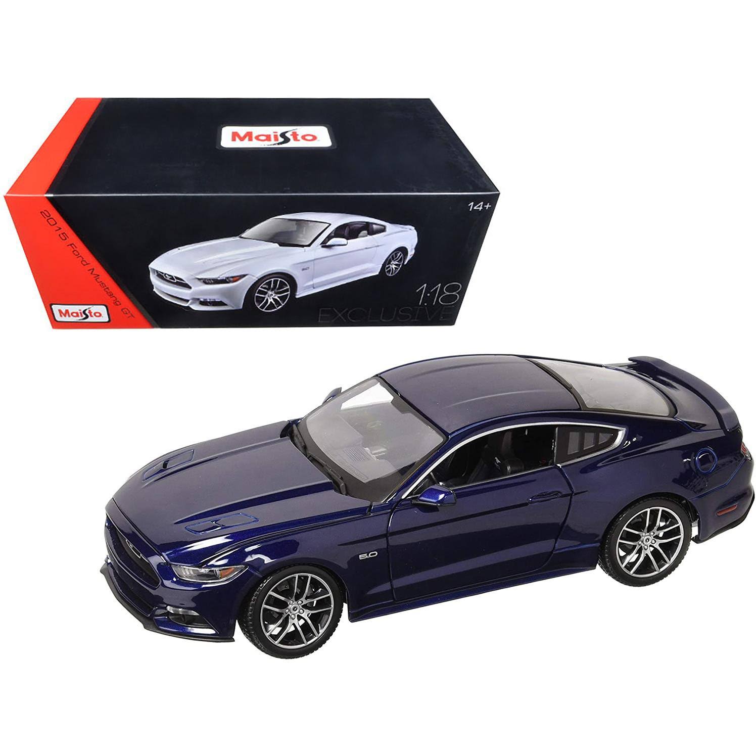 2015 Ford Mustang GT Dark Blue Exclusive Edition 1/18 Diecast Model Car by Maisto