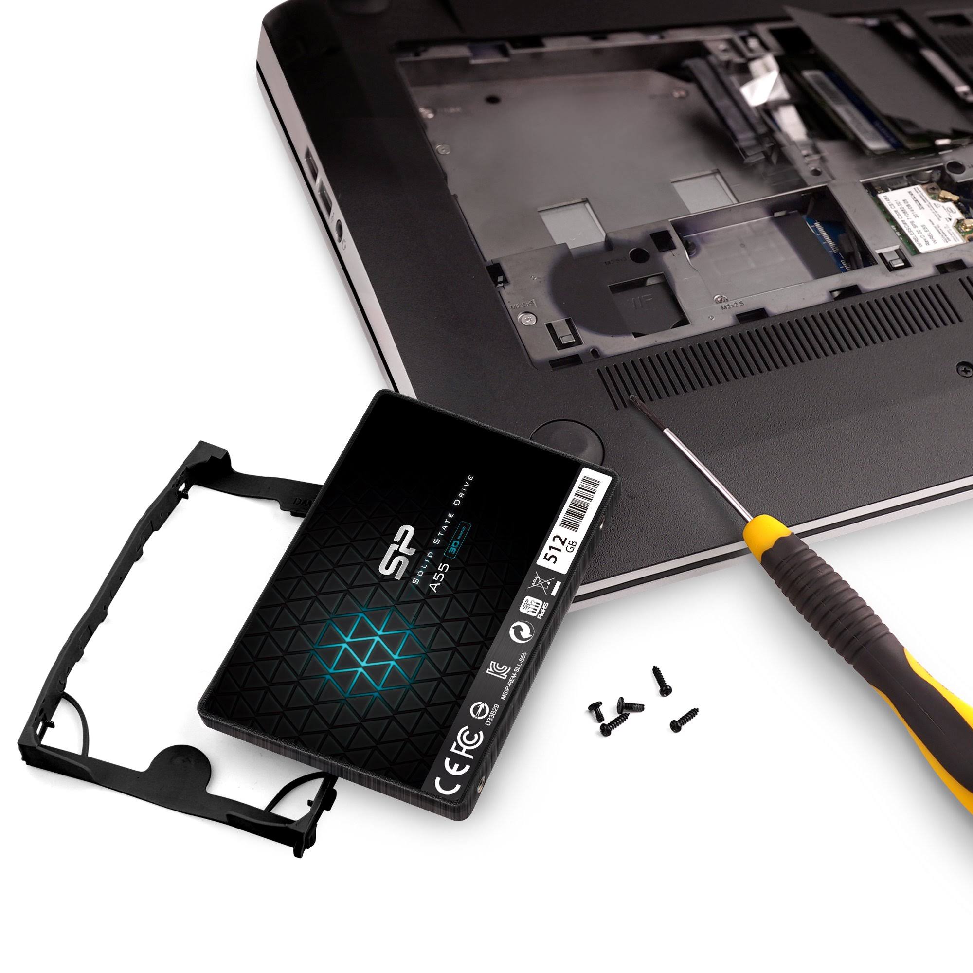 Silicon Power A55 SSD 3D NAND SLC Cache Performance Boost SATA III 2.5x22 7mm (0.28x22) Internal Solid State Drive 512GB