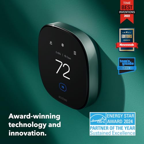 ecobee New Smart Thermostat Premium with Smart Sensor and Air Quality Monitor - Programmable Wifi Thermostat - Works with Siri, Alexa, Google Assistant