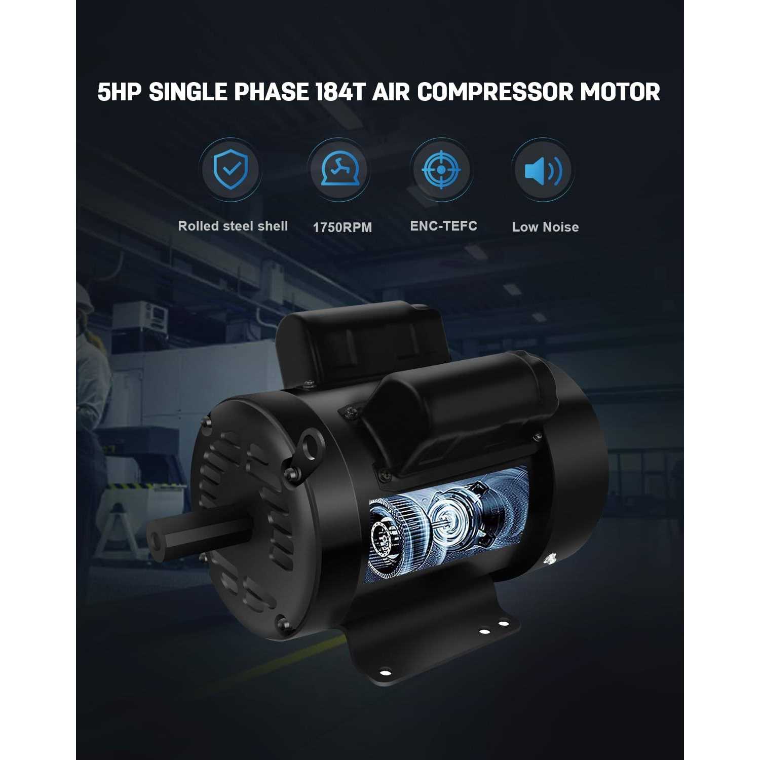 5HP Electric Motor 1750 RPM Single Phase Air Compressor Motor,184T Frame,208V-230V - Shop Hardware Tools Online Store