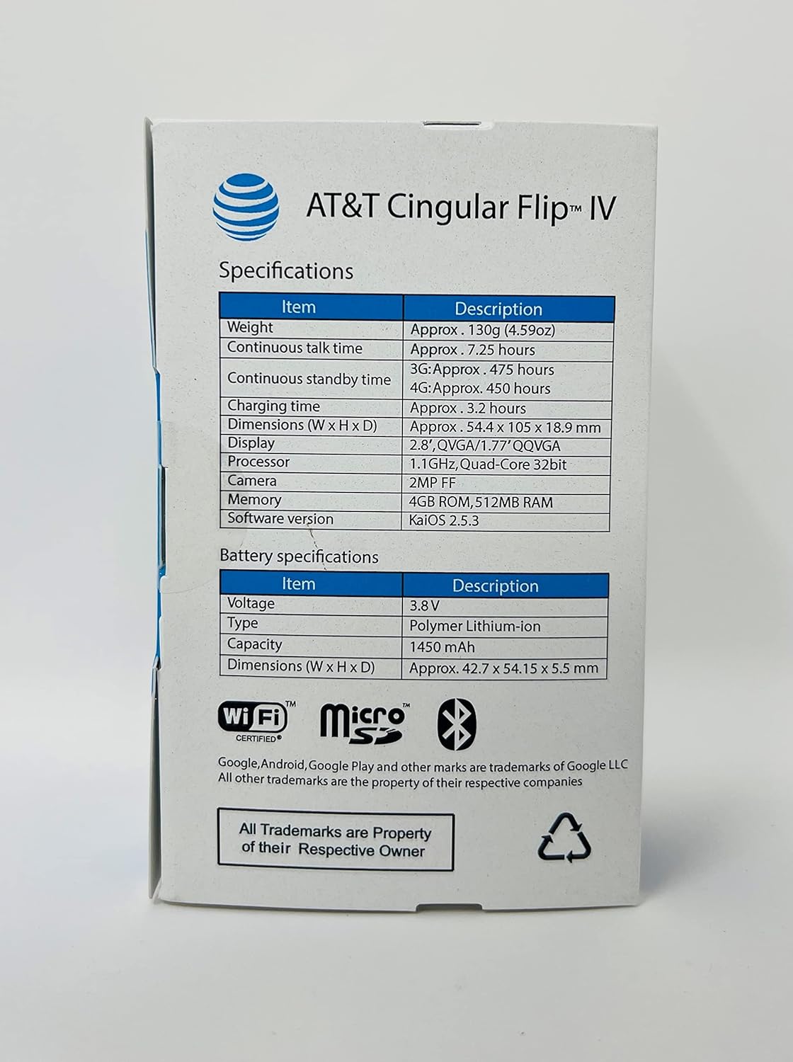 AT&T Cingular SmartFlip IV U102AA 4G LTE | Prepaid Phone | 2.8" Screen | 4GB | SIM Included | Black Pack of 2