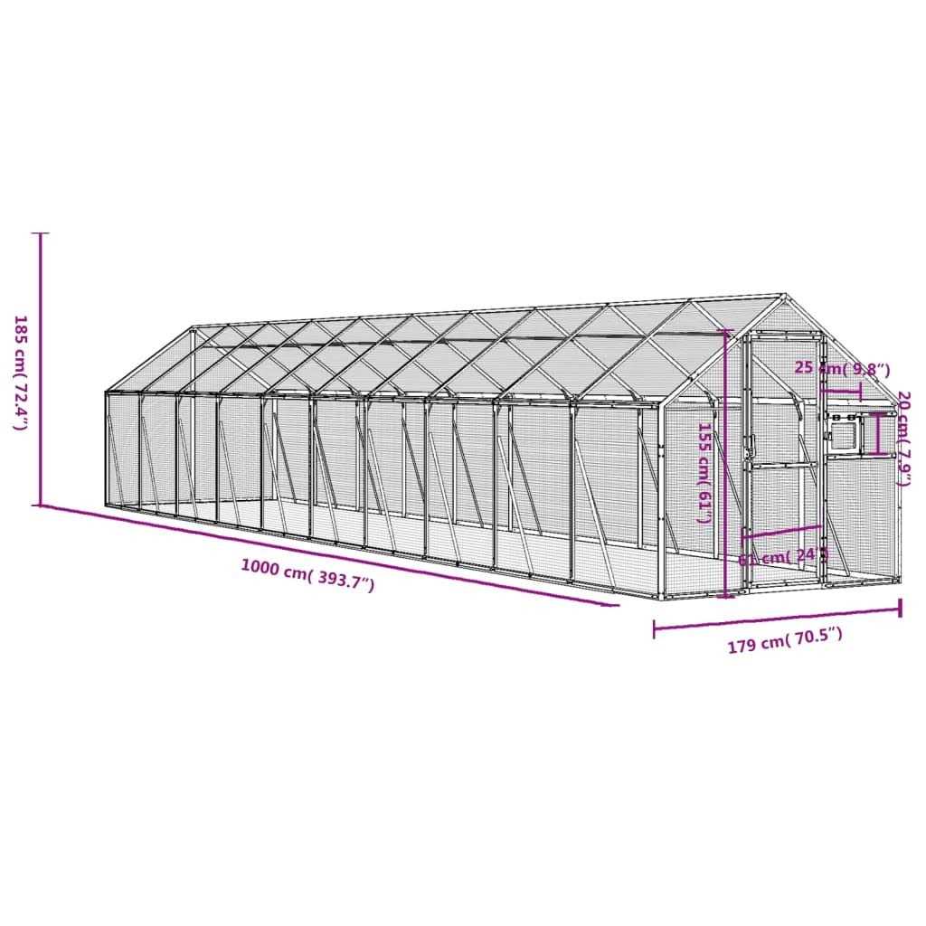 Aviary Silver 179x100x185 cm Aluminium vidaXL - Pet Supplies online store