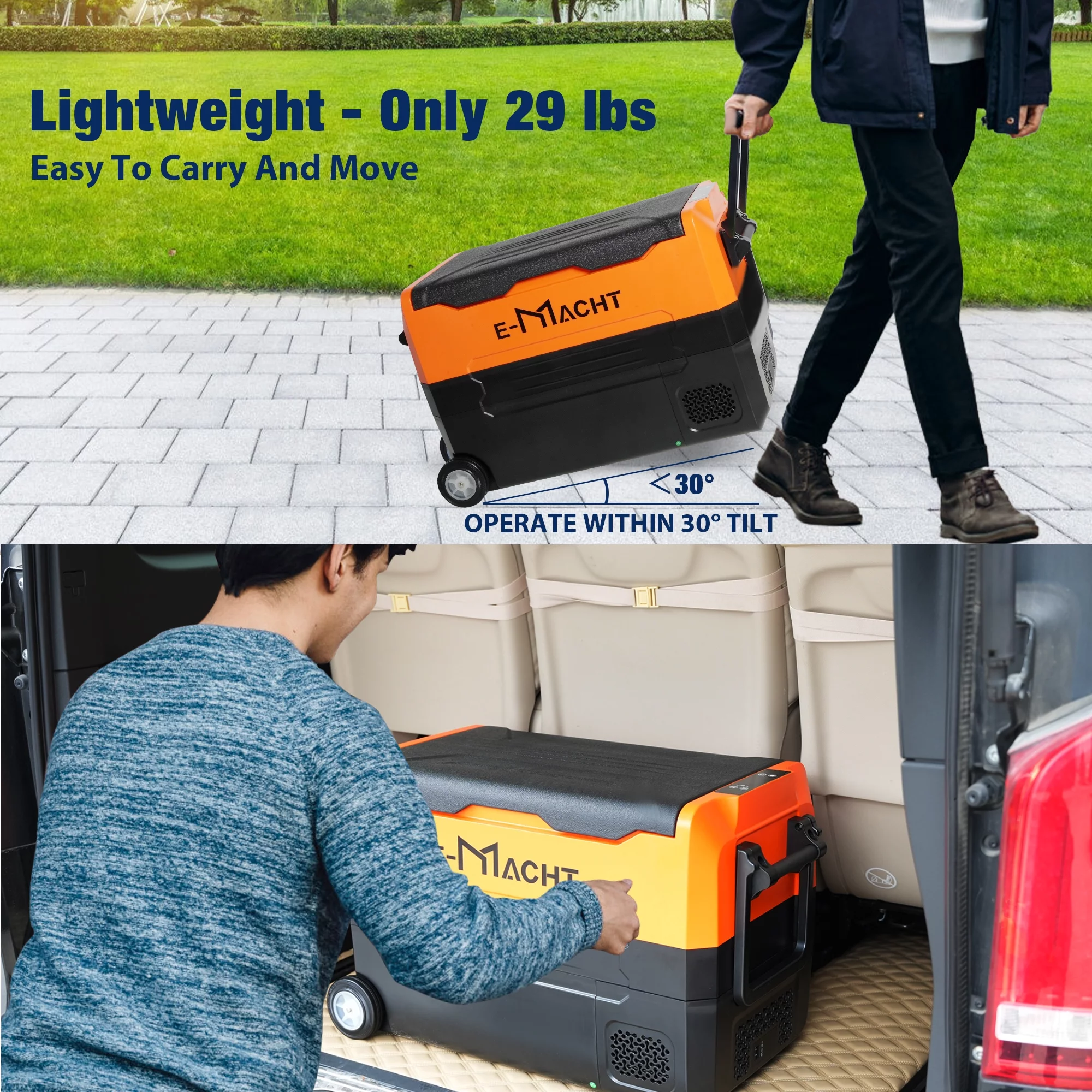 12Volt Portable Dual Zone Freezer Car Refrigerator ,42Quart WIFI APP Control RV Refrigerator,Electric Fridge Cooler with LED light,-4°F∽ 68°F,12/24V DC,For Camping,Outdoor,Travel
