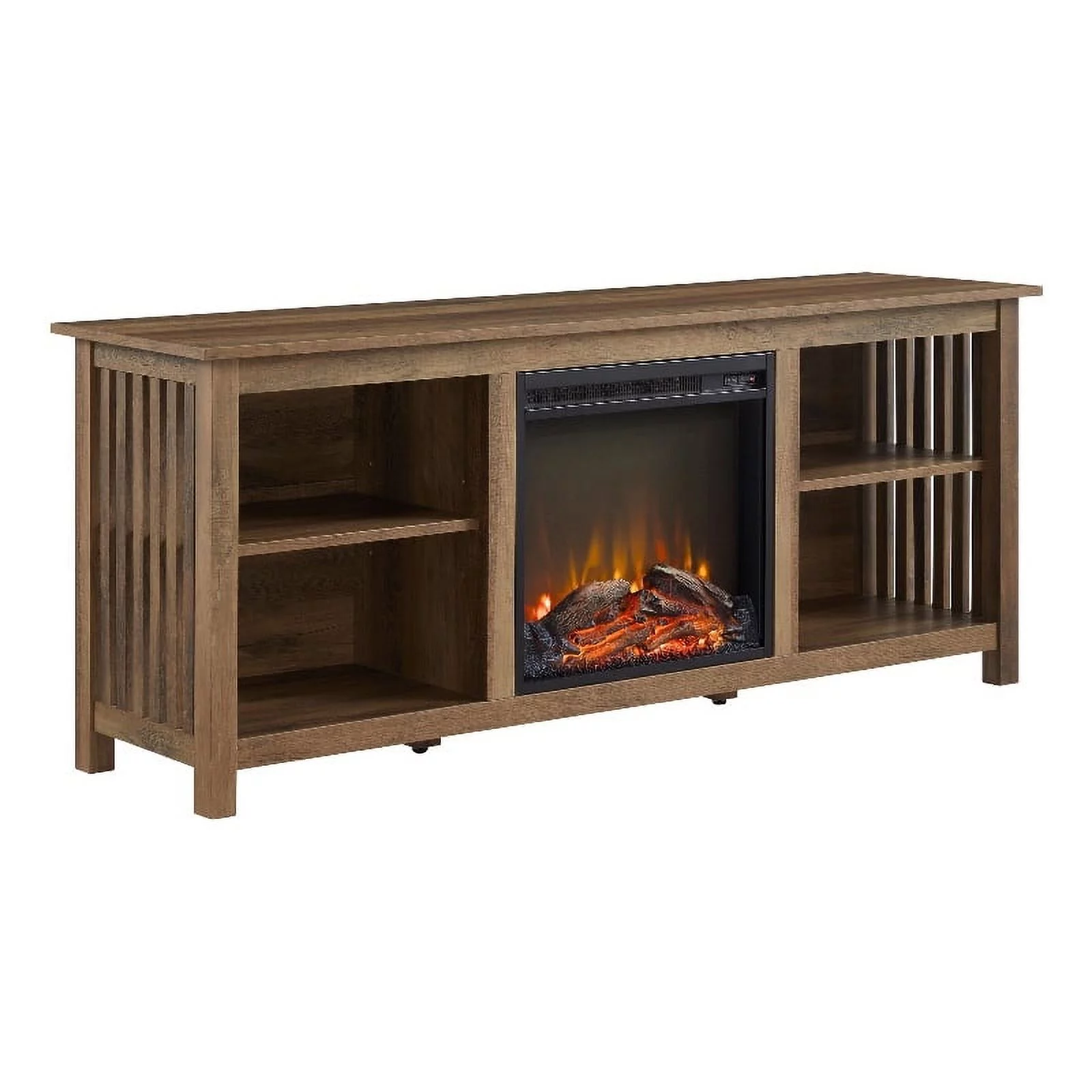 58" Mission Fireplace Wood Console - Rustic Oak
