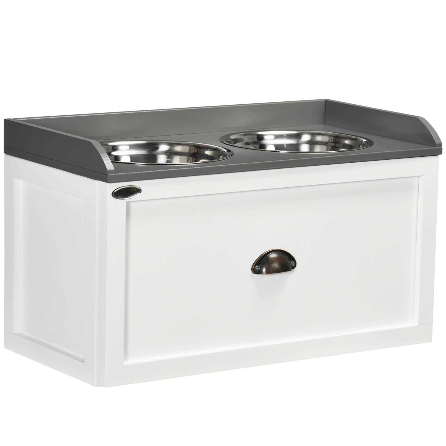 PawHut Large Elevated Dog Bowls with Storage Drawer - Pet Supplies online store