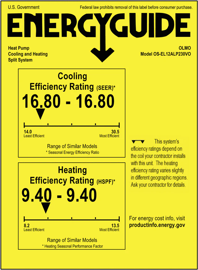 OLMO 9000 BTU 115V Wall Mounted Mini Split Heat Pump Air Conditioner With 16ft Kit Cover 400 Sq Ft
