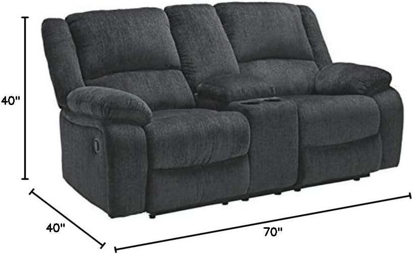 BOWERY HILL Contemporary Reclining Loveseat with Console in Slate