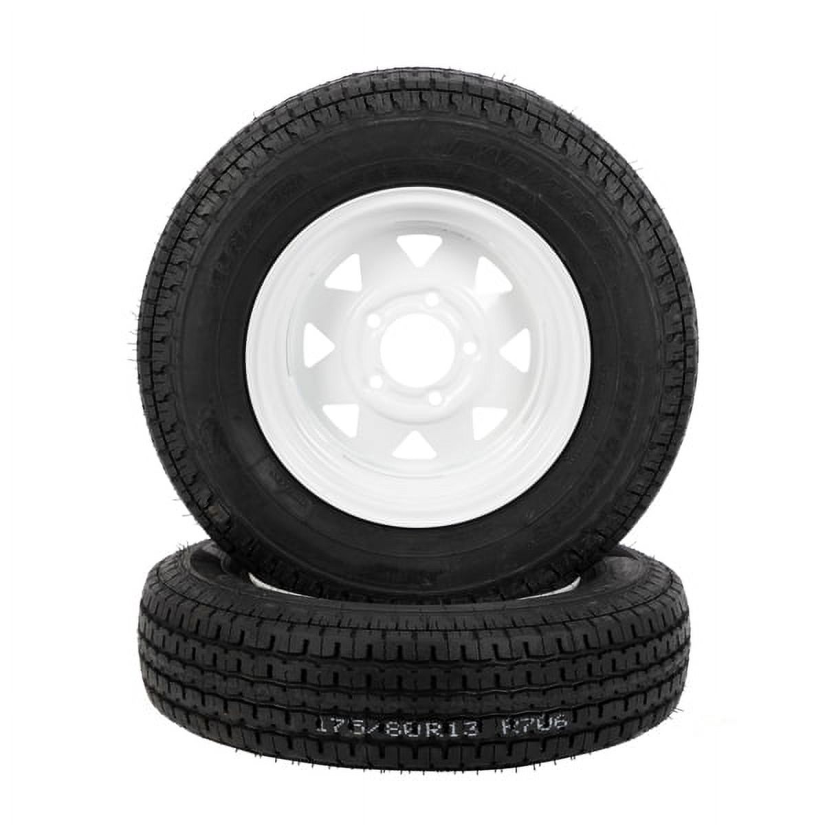 2-Pk Trailer Tire & Rim ST175/80R13 13" Load C 5 Lug White Spoke