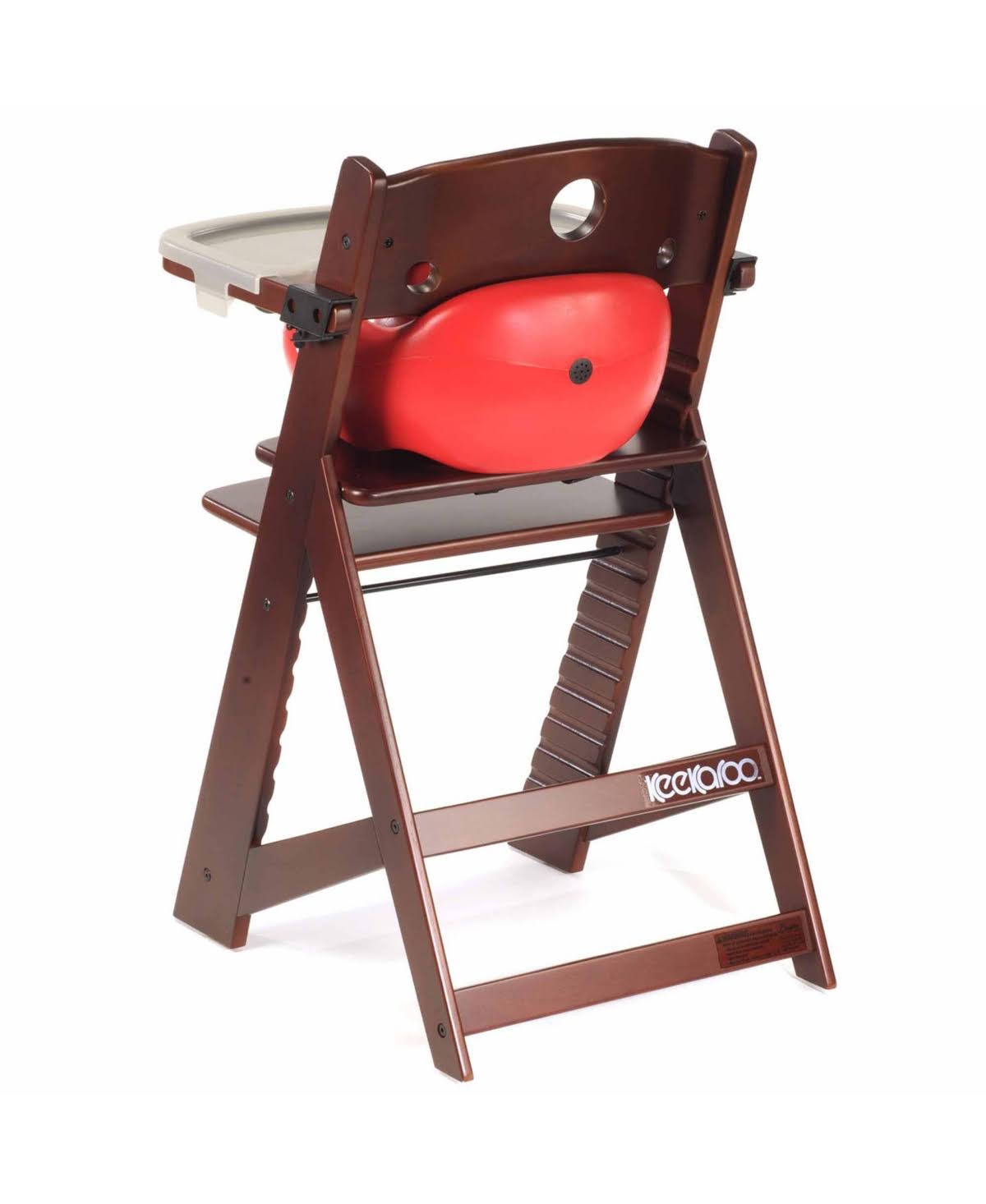 Keekaroo Height Right High Chair Espresso with Infant Insert and Tray in Cherry
