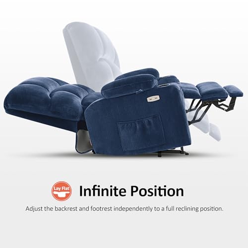 MCombo Large Dual Motor Power Lift Recliner Chair for Elderly, Massage and Heat, Lay Flat, Zero Gravity, Home Button, USB Port, Fabric 7680 (Large, Beige)