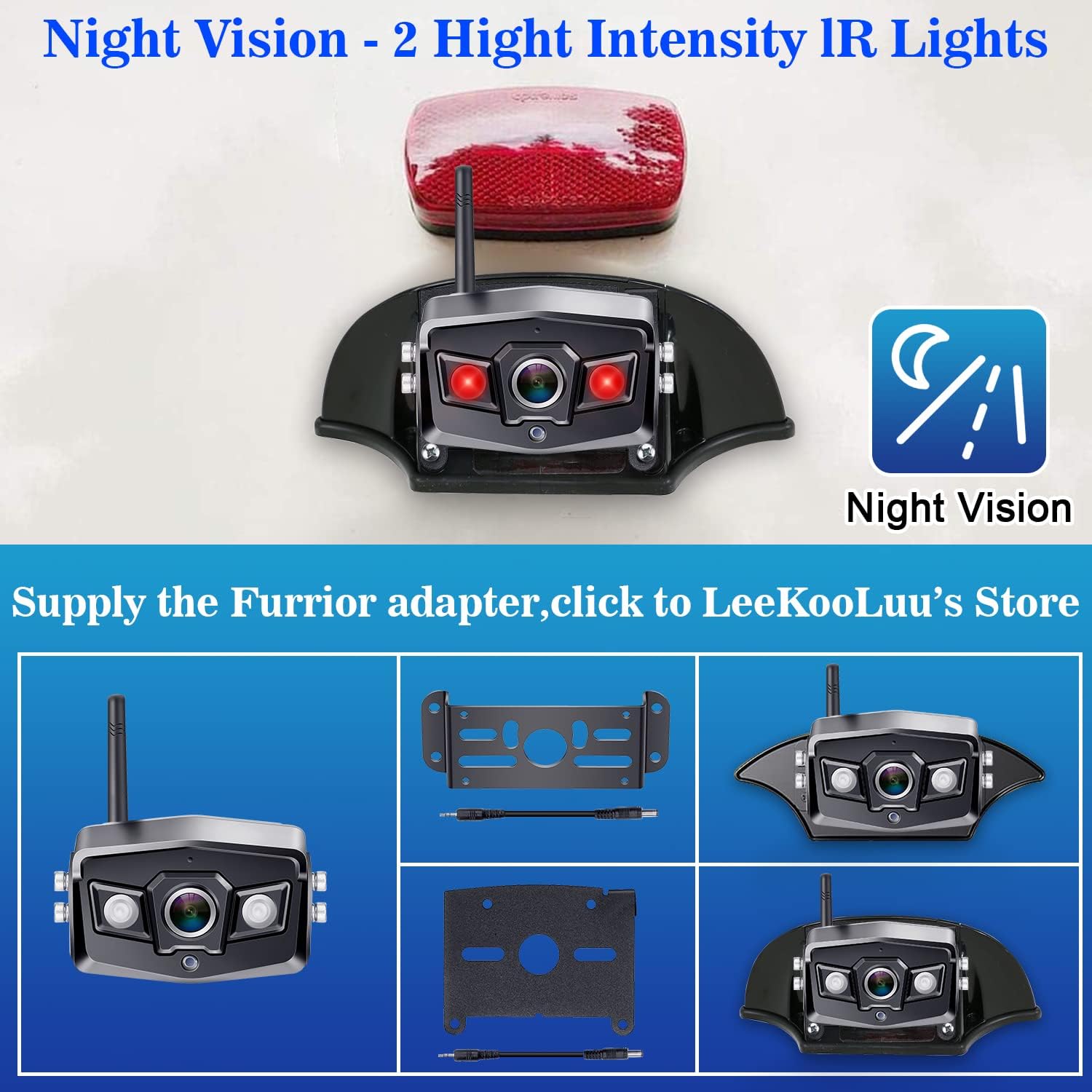 Wireless Backup Camera for RV,Split Screen 7 Inch HD 1080P DVR Monitor Wireless License Plate Backup Camera & Wireless RV Camera Add Up to 4 Cameras LeeKooLuu LK6