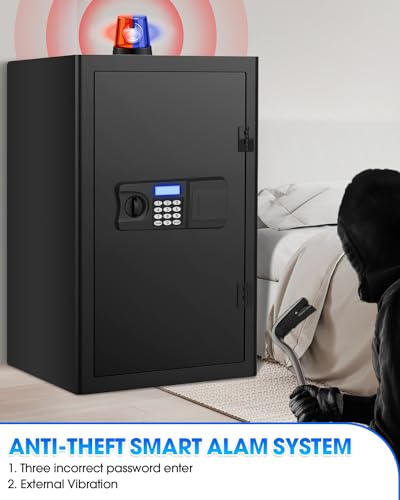 2.6 Cuft Large Fireproof Home Safe Box with Fire proof Document Bag, Anti-Theft Digital Safe Fireproof Waterproof with Keypad Key, Personal Security Electronic Safe for Money Medicines Jewelry