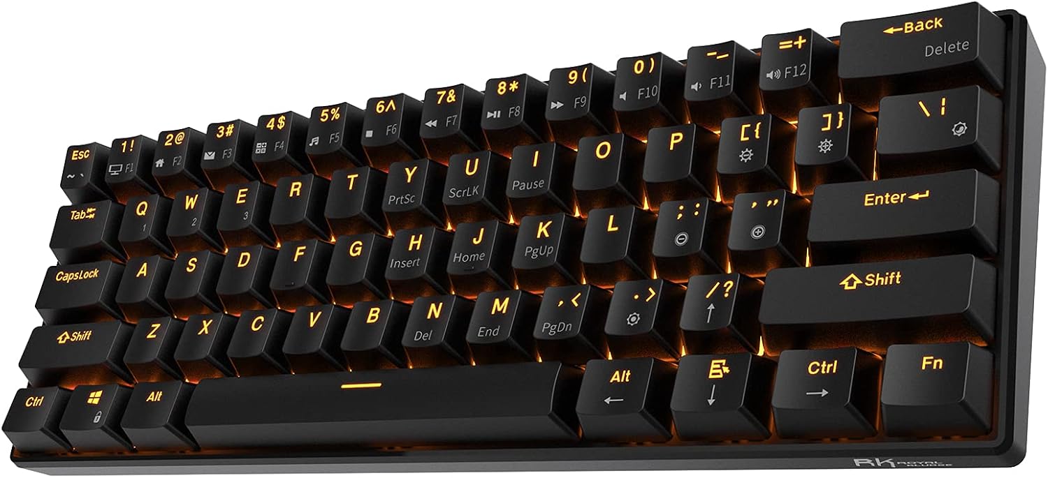 RK ROYAL KLUDGE RK61 Wireless 60% Mechanical Gaming Keyboard, Ultra-Compact 60 Keys Bluetooth Mechanical Keyboard with Programmable Software (Hot Swappable Blue Switch, White) Pack of 2