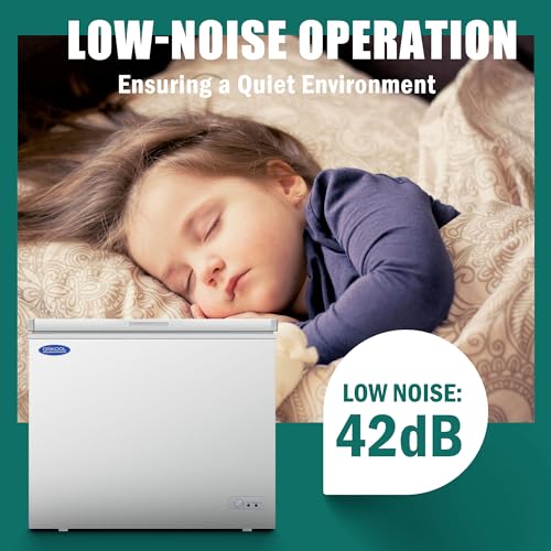 Chest Freezer, Solid Top Commercial Deep Chest Freezers with Lockable Stay-Open Lid Painted for Back-of-House Bulk Storage 110V Ice Cream Freezers