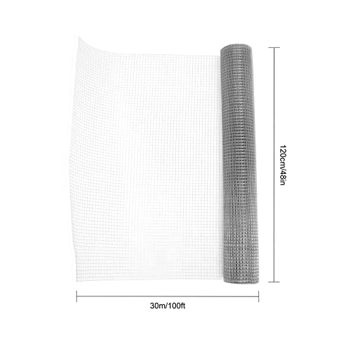 Hardware Cloth 1/4inch 36inx100ft Galvanized After Welding Square Metal Mesh Wire Mesh Fencing Wire Diameter 0.8mm Wire Chicken Coop for Vegetables Garden Animal Enclosure