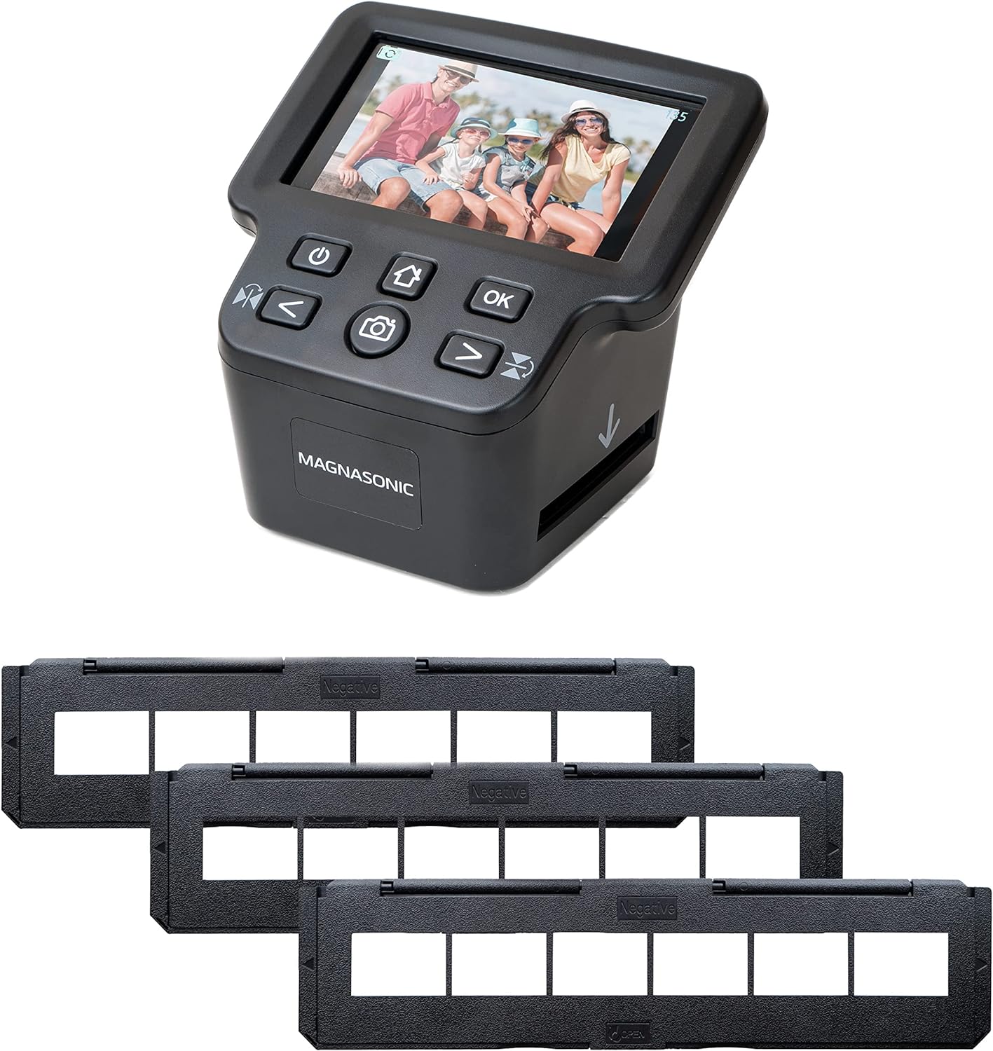 Magnasonic All-In-One 22MP Film Scanner with Large 5 Display & HDMI, Long Tray 35mm Negative Film Holders, Converts 35mm/126/110/Super 8 Film & 135/126/110 Slides into Digital Photos, Built-in Memory