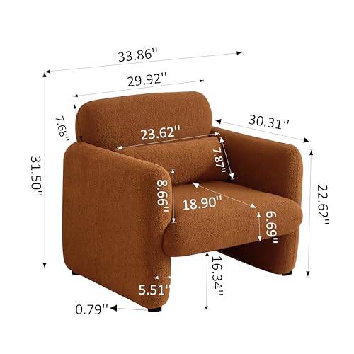 30.7 x 33.5 Modern Accent Chair with Lambskin Sherpa Fabric, Upholstered Comfy Reading Arm Chair for Living Room Bedroom Reception Waiting Room Office(Cream)…