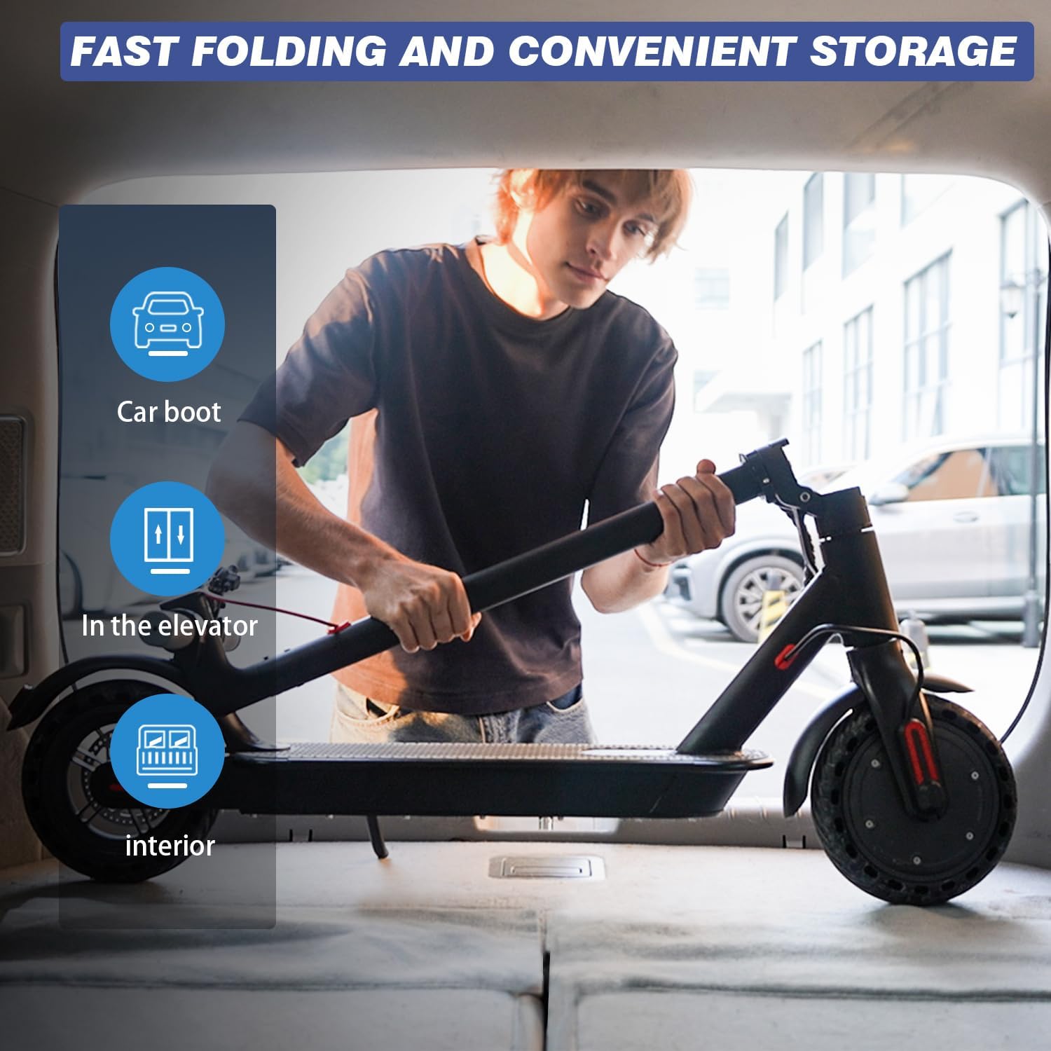 J3 Electric Scooter - Max 19-34 Miles Range, 8.5''/10'' Tires, 350-500W Motor, Max 20/28 MPH Speed，Portable Folding Commuting Scooter for Adults, Double Braking System and App Connectivity