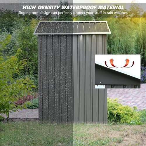 4ever2buy 8 x 8 FT Metal Outdoor Storage Shed, Large Shed Garden Storage Sheds, Galvanized Steel Shed with Air Vent for Backyard, Sheds & Outdoor Storage 2 Slide Door, Patio, Lawn