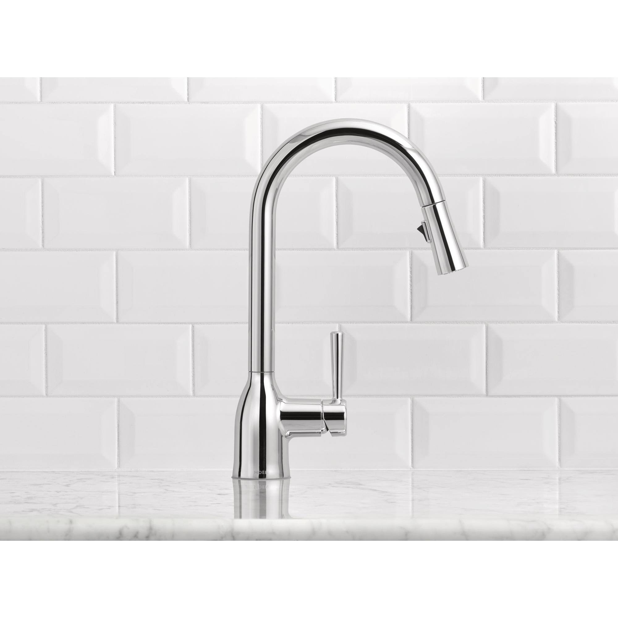 Moen 87233SRS Adler Pull Down Single Handle Kitchen Faucet with Power Clean Finish: Spot Resist Stainless