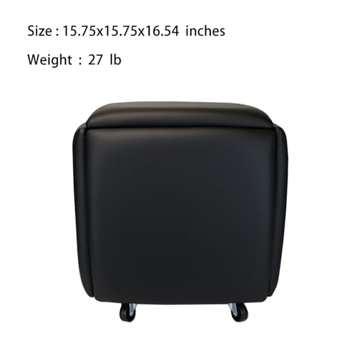 5 in 1 Nesting Ottoman Cube Chair, Stackable Stools, Leather Square Ottoman Bench, Foot Stool with Wheels for Living Room,Dining Room 15.75x15.75x16.54 inches