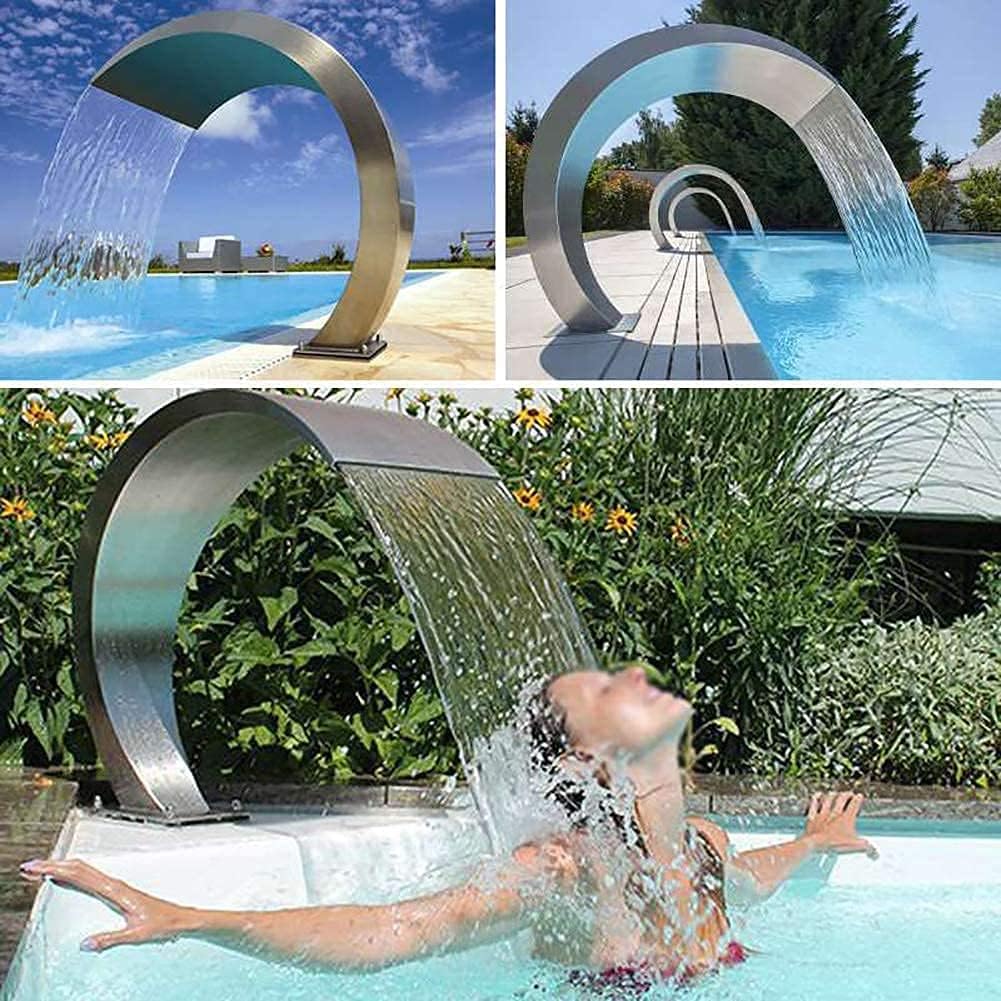 Garden Swimming Pool Fountain Stainless Steel Waterfall Fountain for Outdoor Inground Pools Waterfalls Sheer Water Feature
