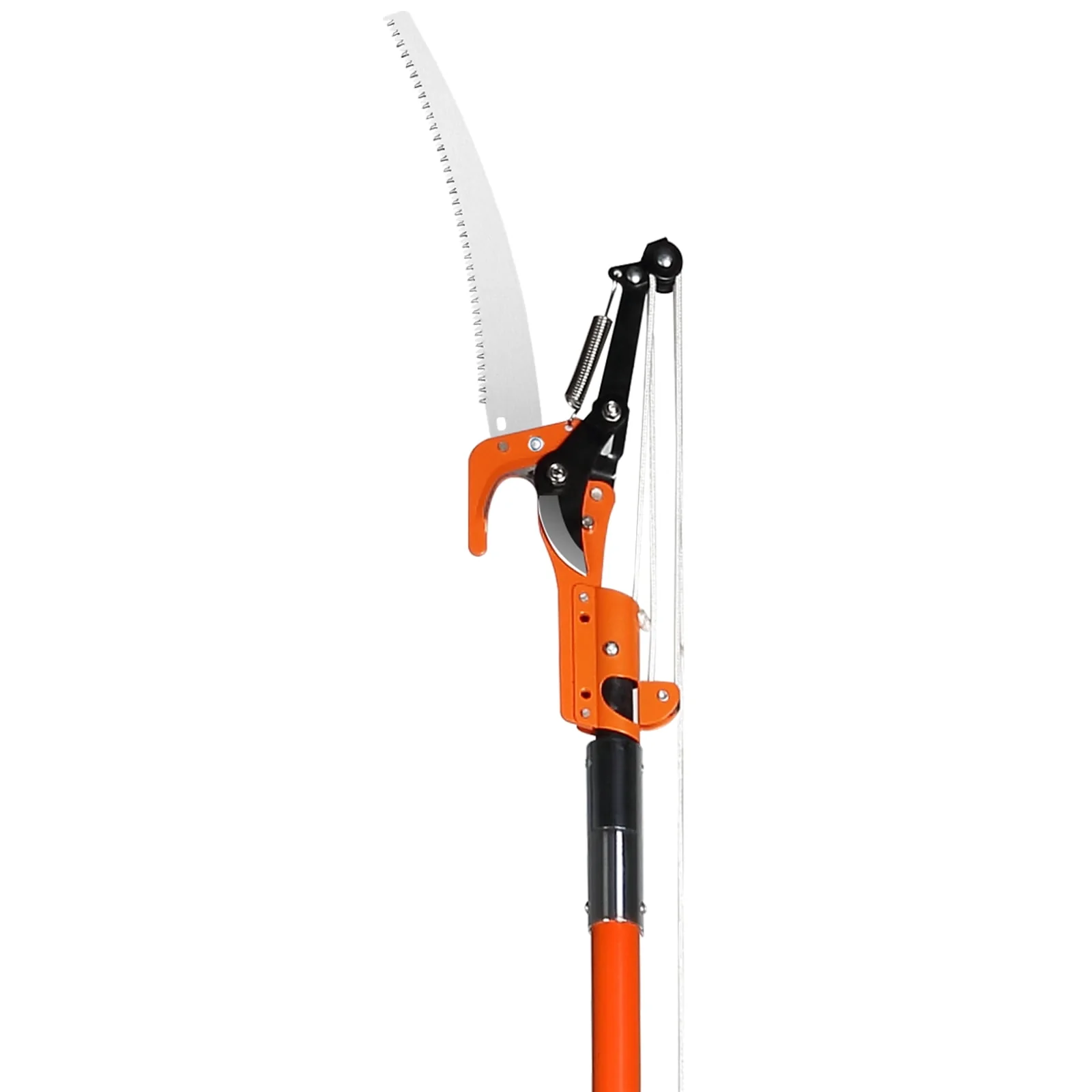 BENTISM Manual Pole Saw Extendable Tree Pruner 7.3-27ft Fiberglass Pole Hook Knife