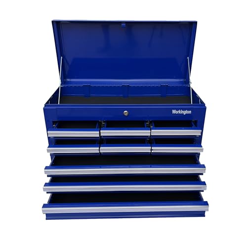 Workington Professional Industrial Portable Metal Tool Chest with 9 Drawers, 26" 9-Drawer Tool Chest Cabinet with Ball Bearing Drawer Slides, Steel Tool Storage Box Organizer 4016 Black