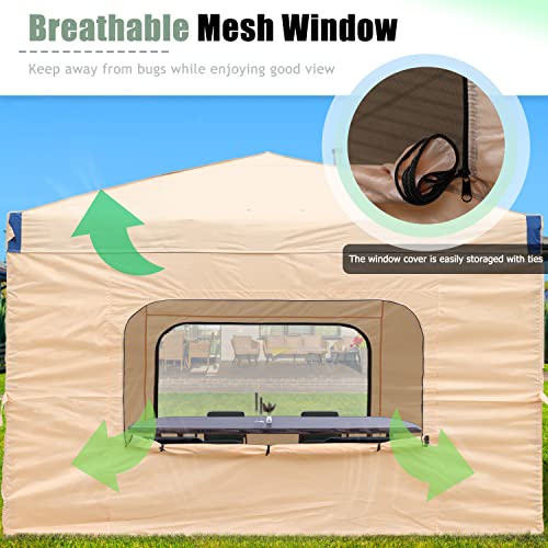 Aoodor 12x12 FT Pop-Up Canopy Tent with Roller Bag and Curtain - Portable Instant Shade, Sturdy Iron Frame, Waterproof 210D Oxford Fabric, UV Protection, Ideal for Camping, Parties, and Outdoor Events