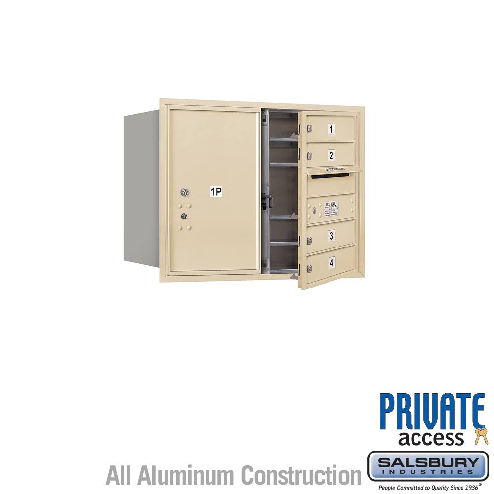 Salsbury Industries 3706D-04SFP 4C Horizontal Mailbox, Sandstone