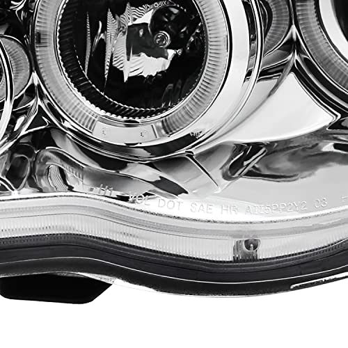 SPEC-D TUNING LED Halo Chrome Housing Clear Lens Projector Headlights Lamps Compatible with 2005-2011 Toyota Tacoma, Left + Right Pair Headlamps Assembly