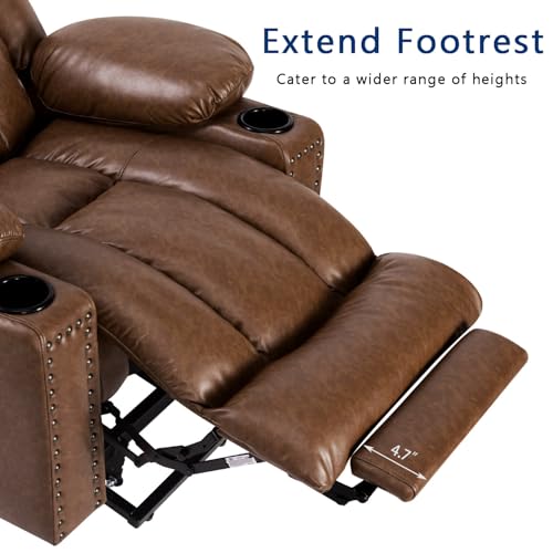 Large Power Lift Chairs Recliners for Elderly with Heated and Massage, Overstuffed Adjustable Lift Chairs, 3 Positions, Breathable Leather, USB-A and USB-C, Cup Holder, Side Pocket Dark Brown
