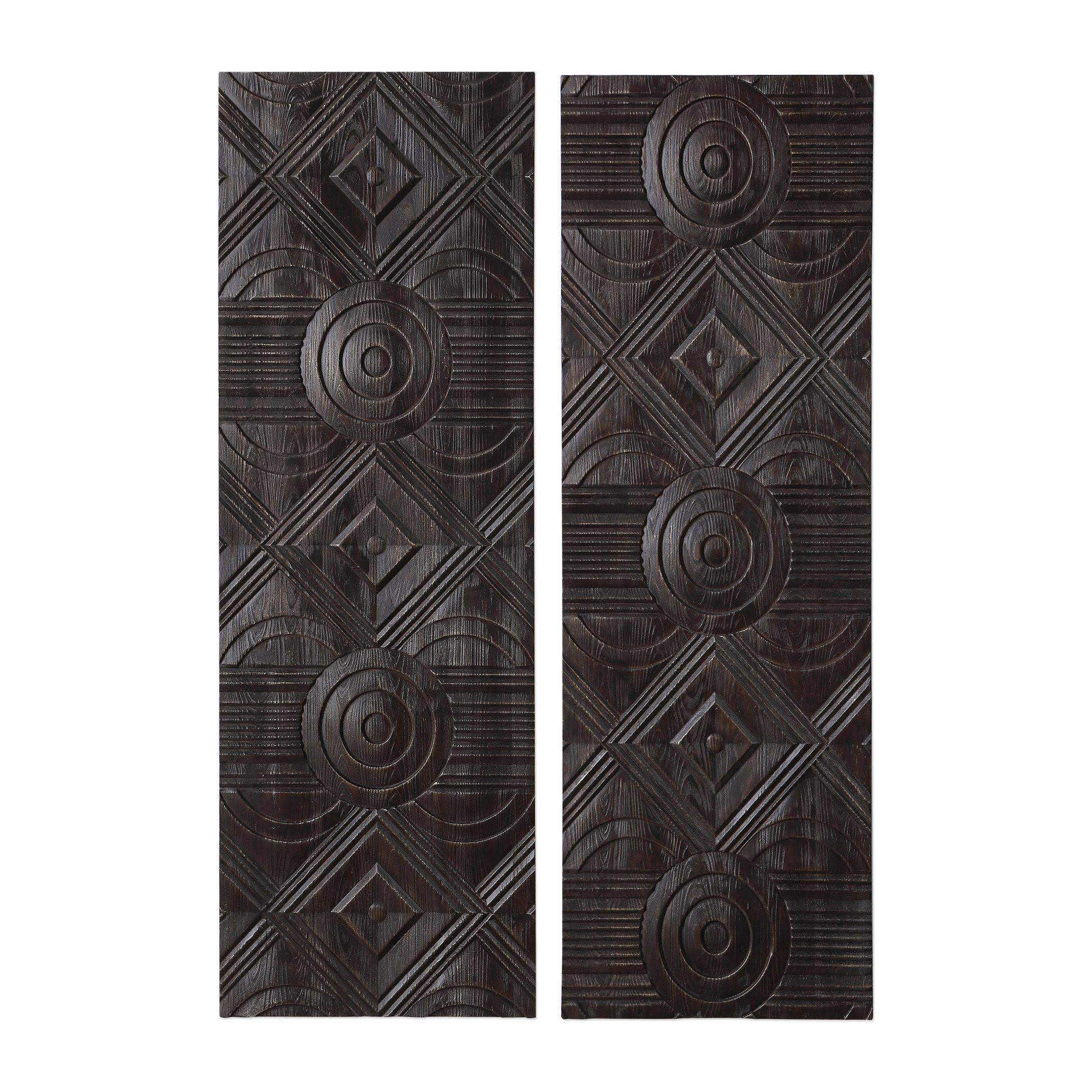 Uttermost 04199 Asuka Carved Wood Wall Panels - Set of 2