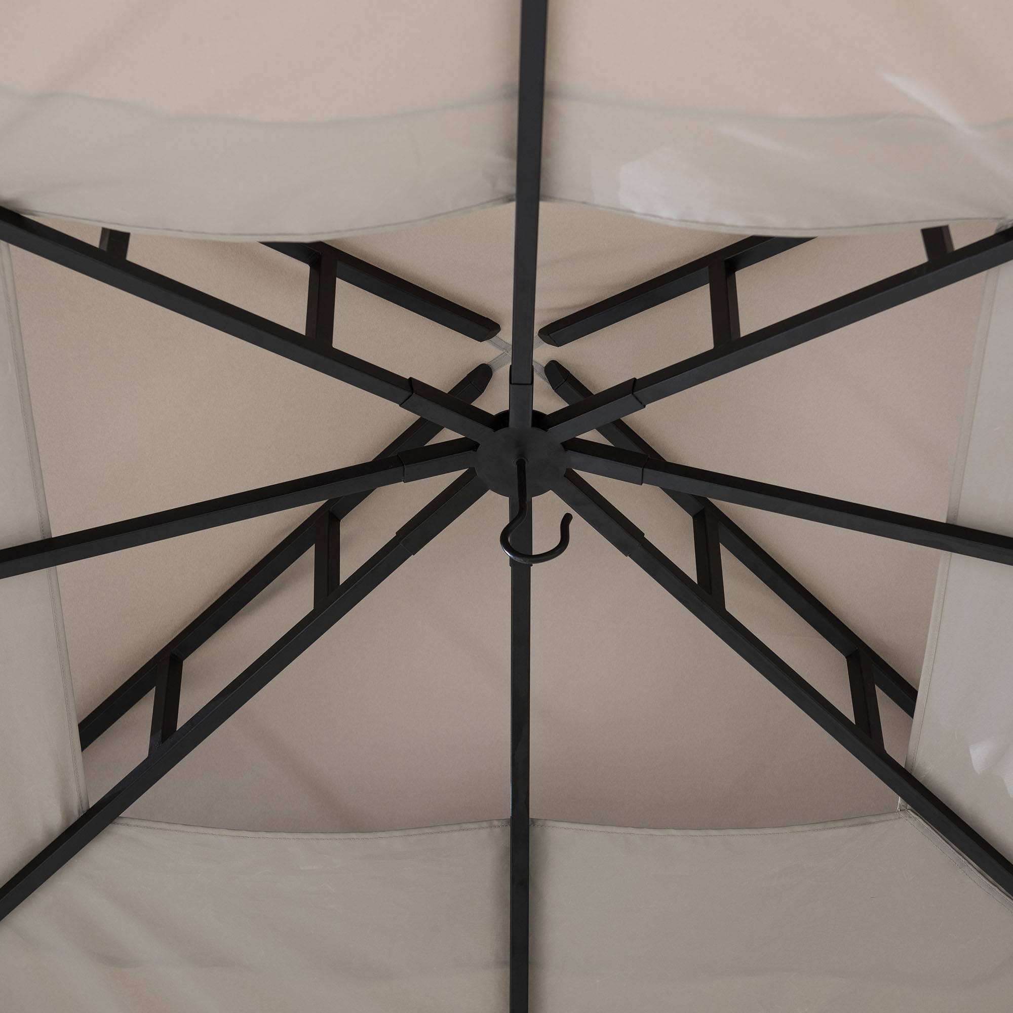 Sunjoy A101011400 Pindar 10x11 ft. Steel Gazebo with 2-Tier Hip Roof, Gray